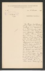 k.k. naturhistorisches Hofmuseum, Intendanzakten 1885-1896 (Hauer), Aktenzahl Z.717/1892, Seite 1
